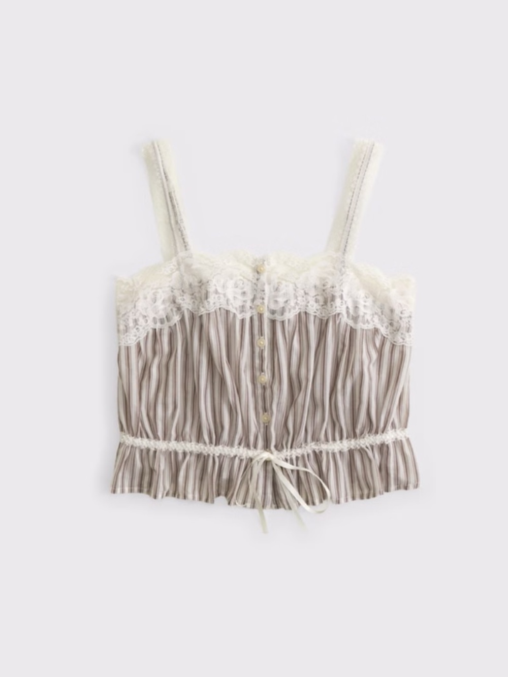 NWT Abercrombie Lace-Trim Cinched Button-Through Cami - L - Picture 2 of 5